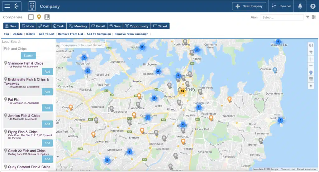 Tall Emu prospect and customer map view