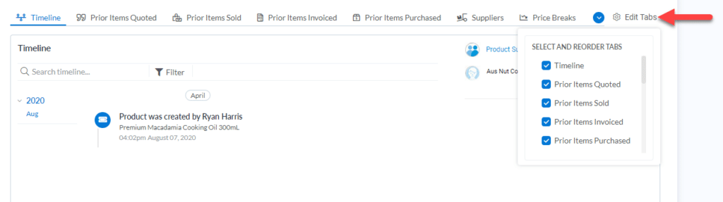Edit tabs