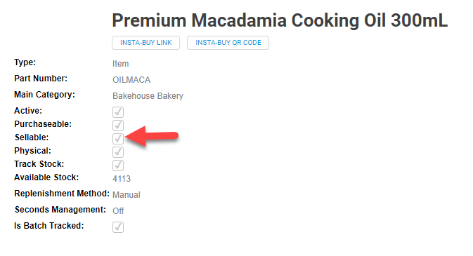 Sellable item