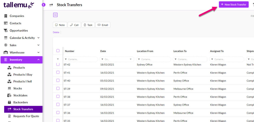 Tall Emu stock transfer list